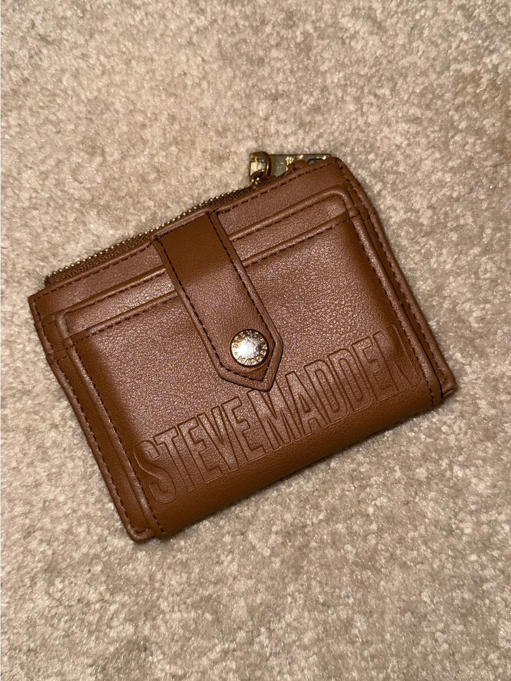 Steve Madden Tan/Brown Compact Zip Card Wallet